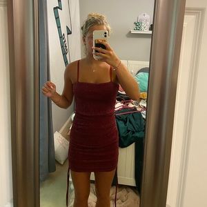 maroon party dress